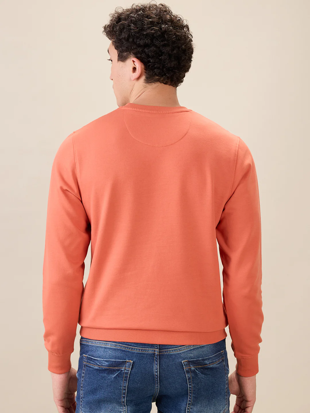 Park Avenue Men Red Solid Slim Fit Cotton Blend Sweatshirt - Image 4