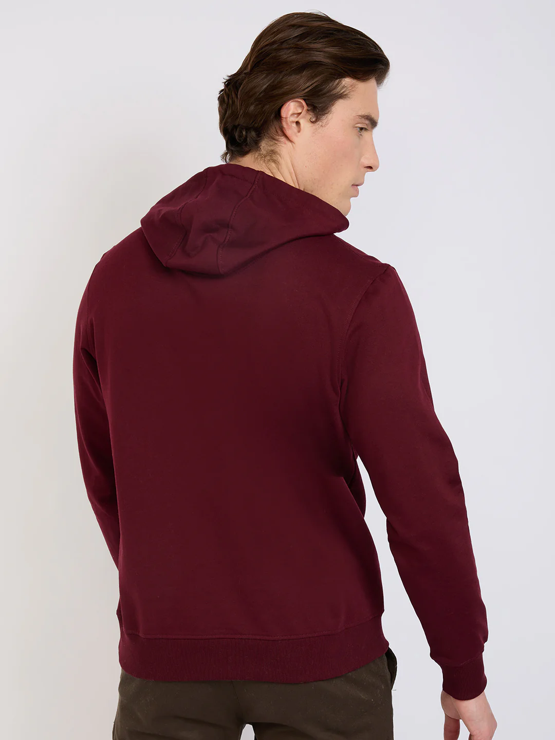 Park Avenue Men Red Solid Slim Fit Cotton Blend Sweatshirt - Image 4