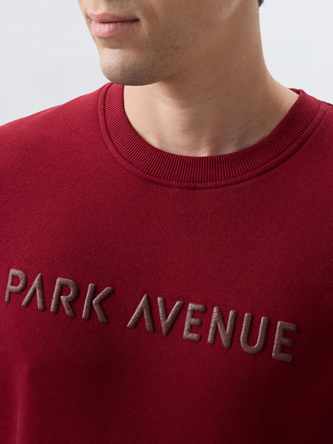 Park Avenue Men Red Solid Slim Fit Cotton Blend Sweatshirt - Image 6