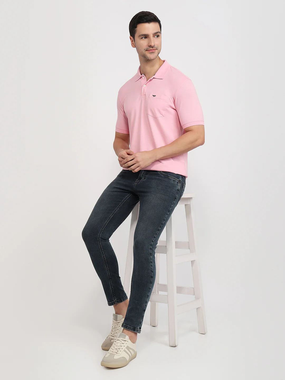 Park Avenue Men Red Slim Fit Solid Polo Neck Collar T-shirt - Image 5