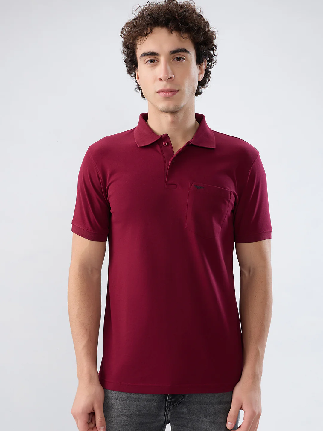 Park Avenue Men Red Solid Slim Fit Cotton Blend T-shirt