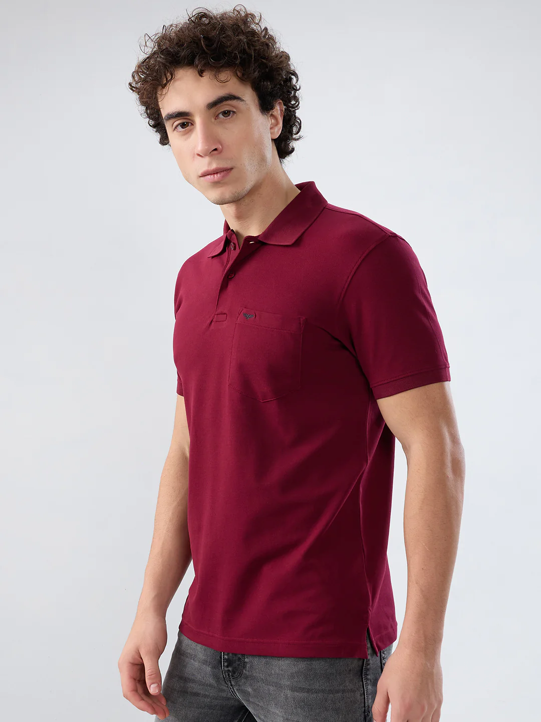 Park Avenue Men Red Solid Slim Fit Cotton Blend T-shirt - Image 3