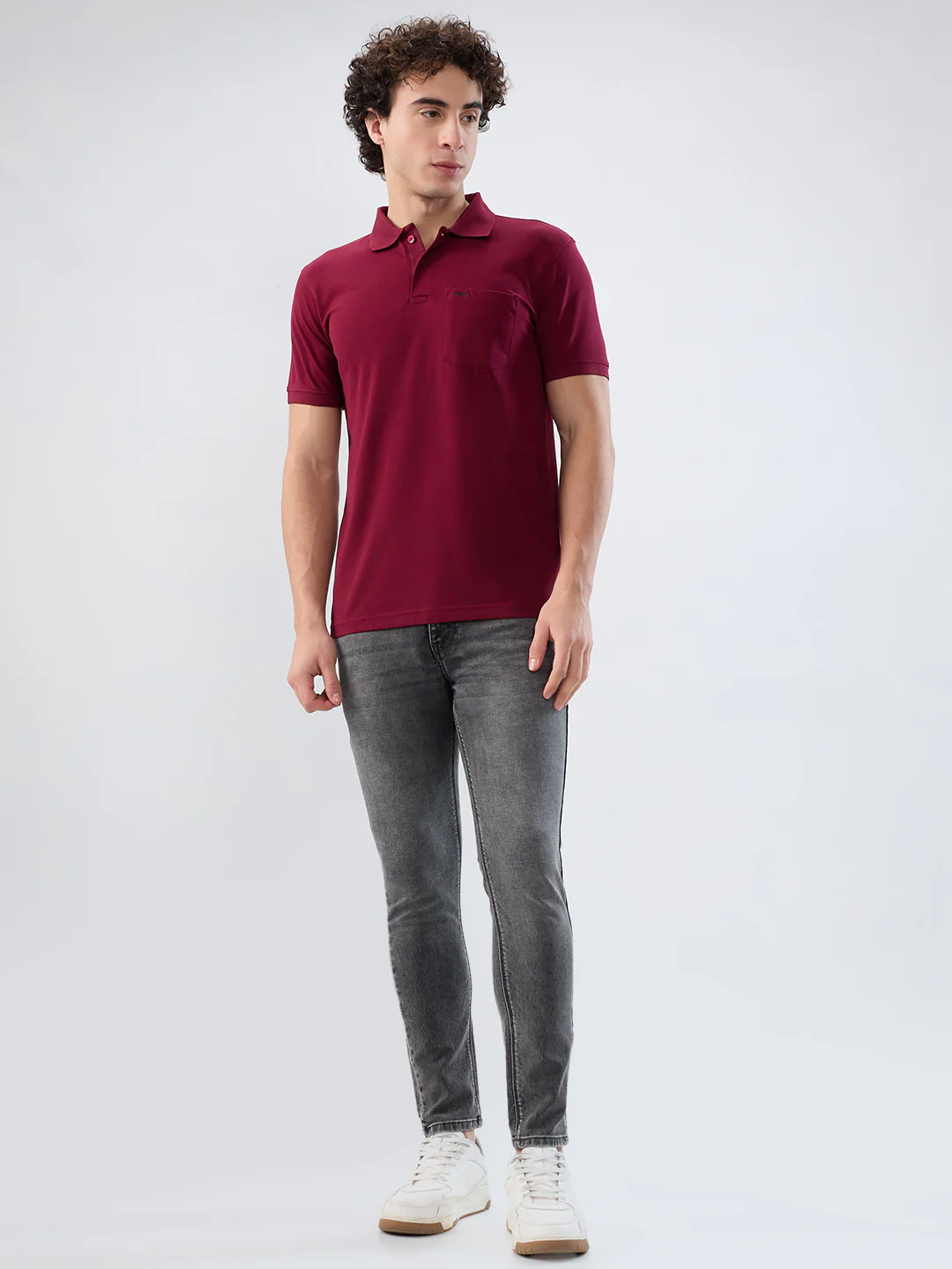 Park Avenue Men Red Solid Slim Fit Cotton Blend T-shirt - Image 5