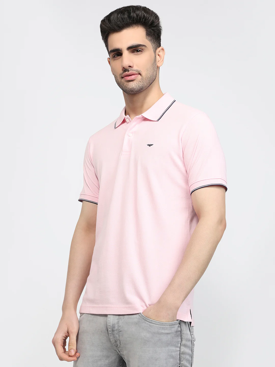 Park Avenue Men Red Solid Slim Fit Cotton Blend T-shirt - Image 2