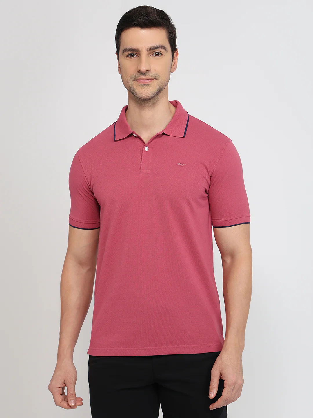 Park Avenue Men Red Solid Slim Fit Cotton Blend T-Shirt