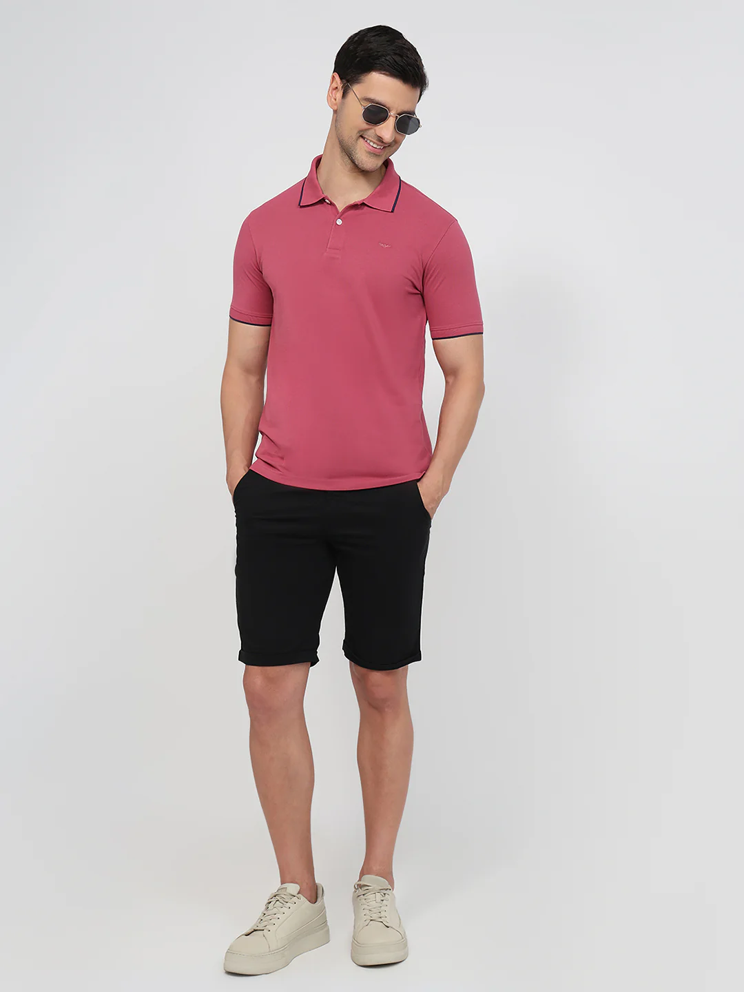 Park Avenue Men Red Solid Slim Fit Cotton Blend T-Shirt - Image 6