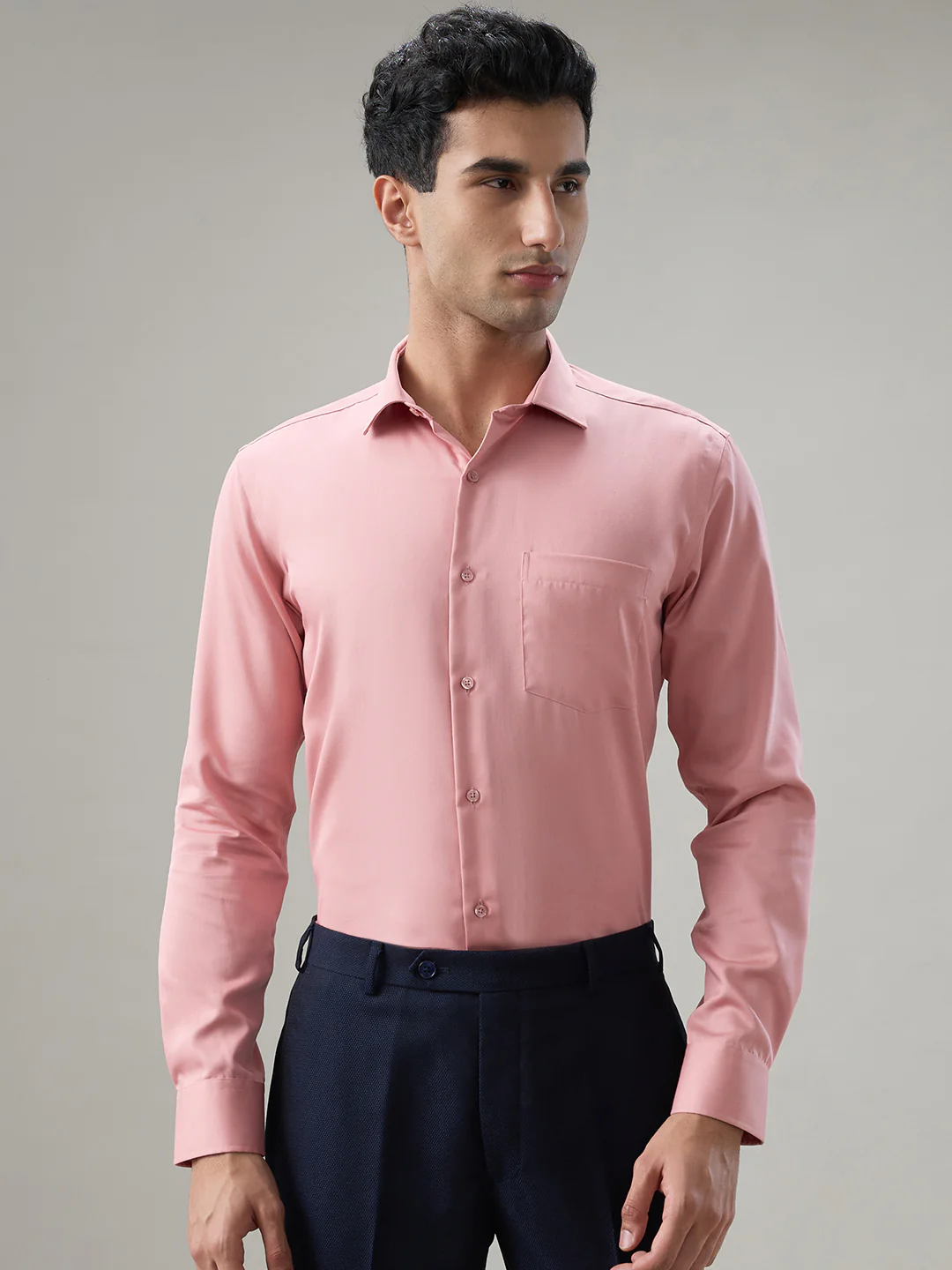 Park Avenue Men Red Solid Slim Fit Cotton Formal Shirt