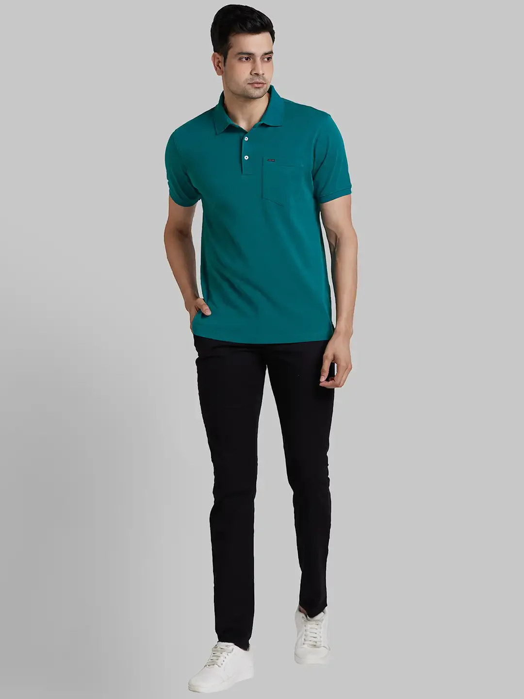 Park Avenue Men Red Slim Fit Solid Round Neck Collar T-Shirt - Image 5