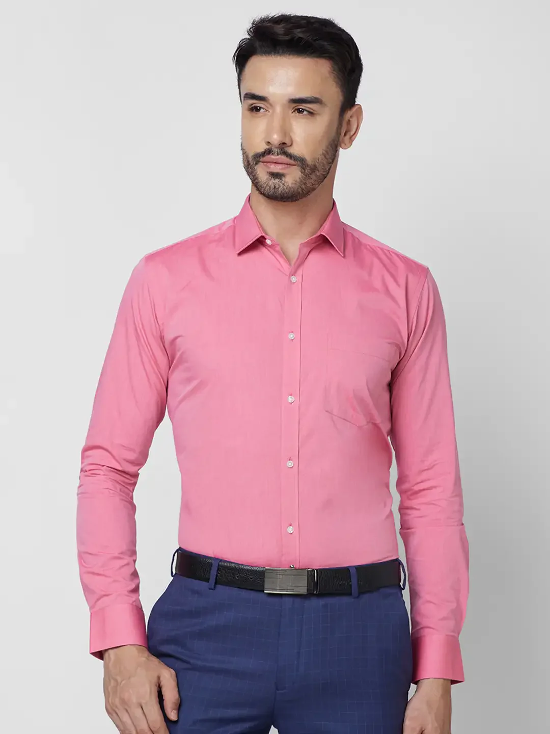 Park Avenue Men Red Solid Slim Fit Cotton Shirt