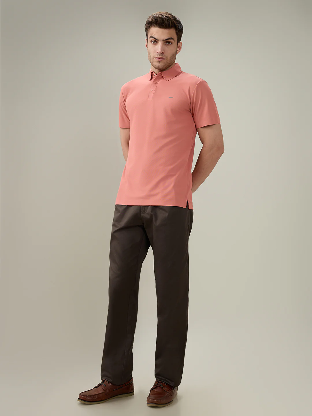 Park Avenue Men Red Solid Slim Fit Polyester Half Sleeve T-Shirt - Image 5