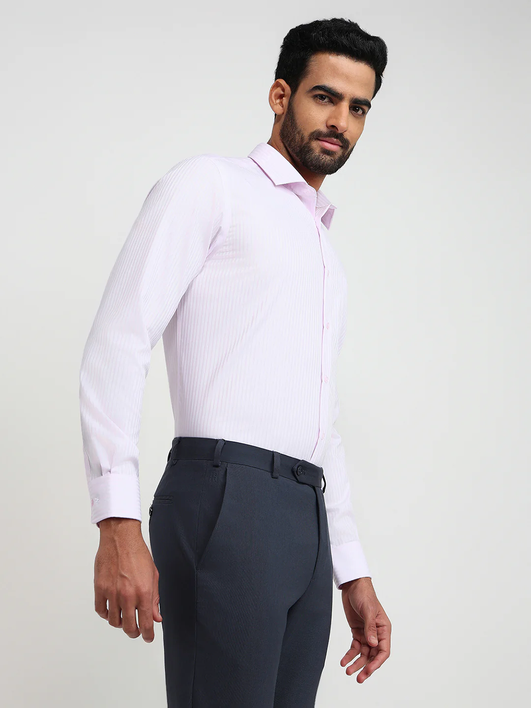 Park Avenue Men Red Stripe Regular Fit Cotton Formal Shirt - Image 3