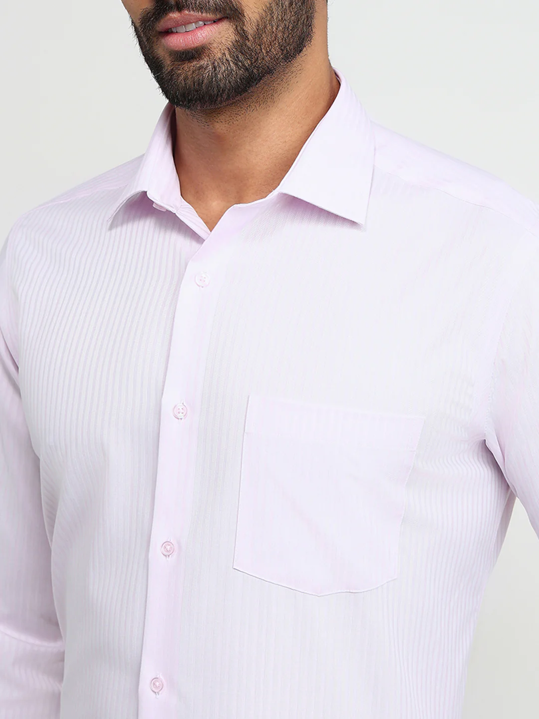 Park Avenue Men Red Stripe Regular Fit Cotton Formal Shirt - Image 6