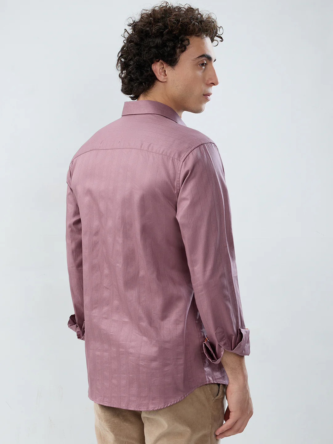 Park Avenue Men Red Stripe Slim Fit Cotton Shirt - Image 4
