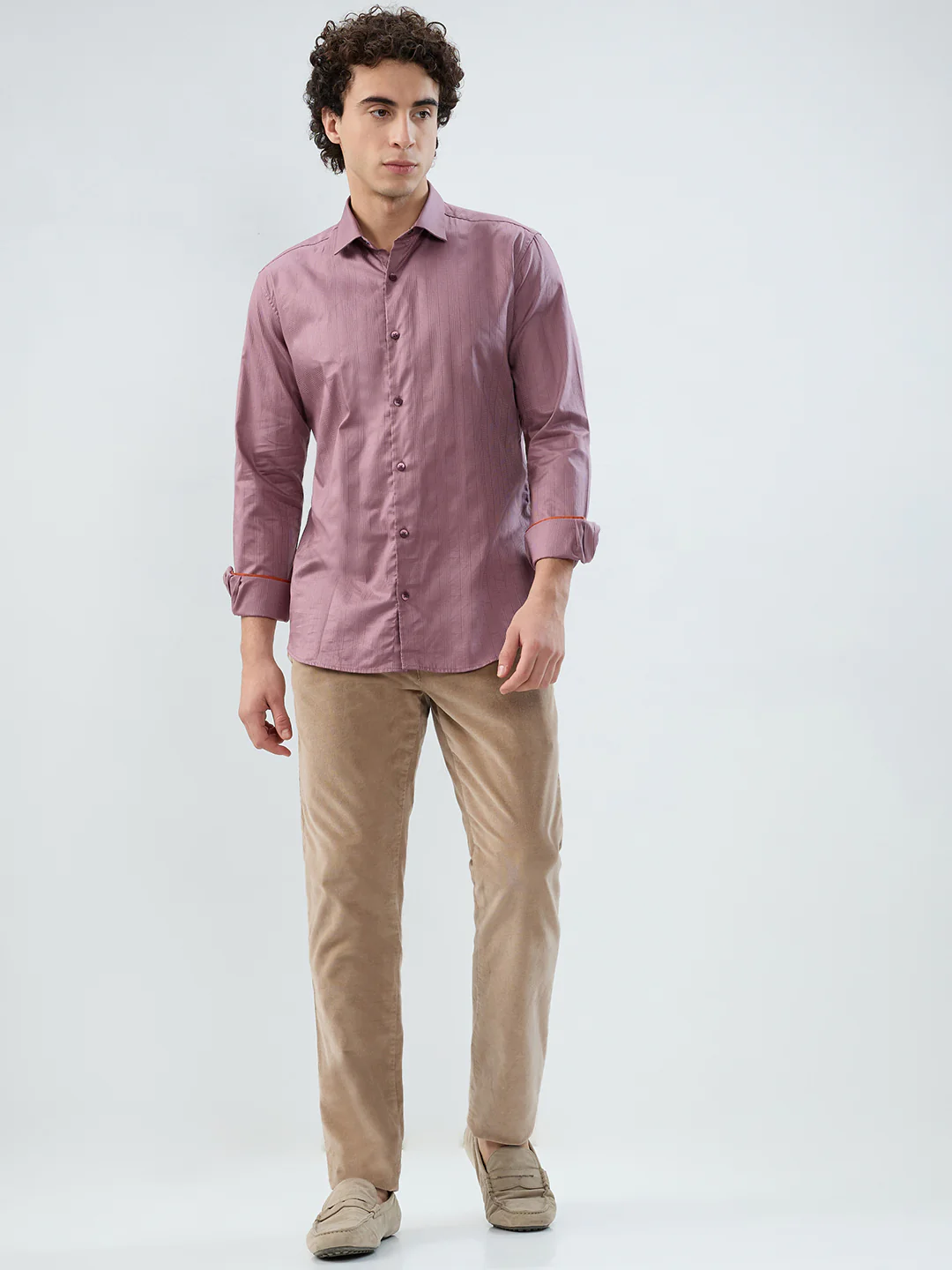 Park Avenue Men Red Stripe Slim Fit Cotton Shirt - Image 5