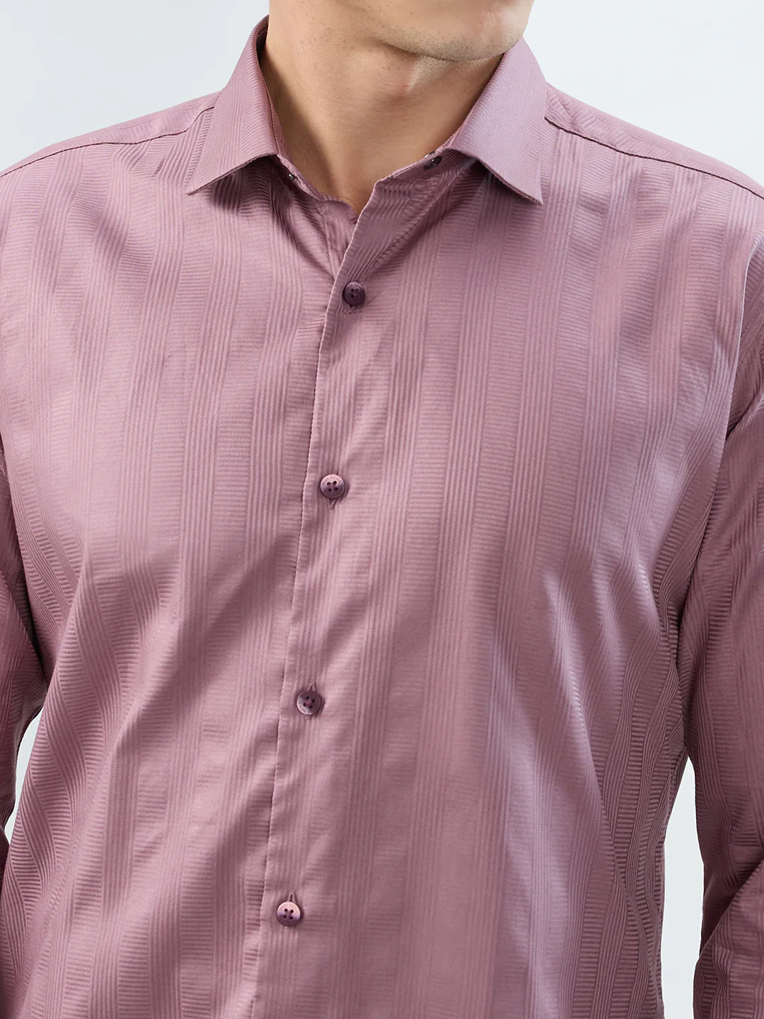 Park Avenue Men Red Stripe Slim Fit Cotton Shirt - Image 6