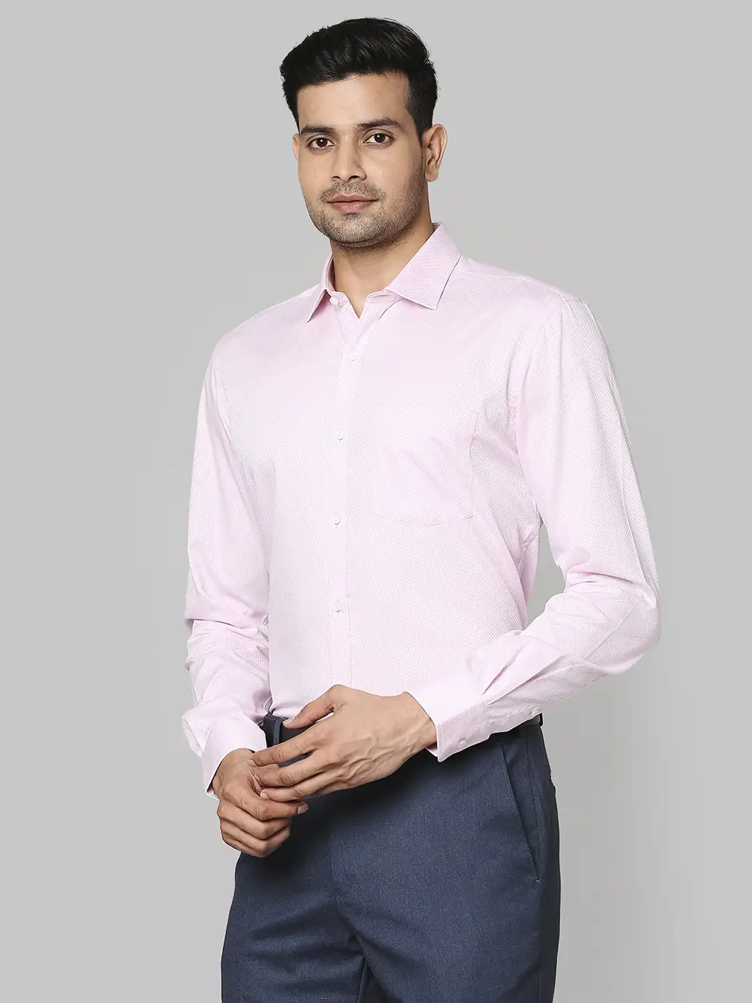 Park Avenue Men Red Structure Regular Fit Cotton Full Sleeve Ainsley Collar Shirt - Image 3