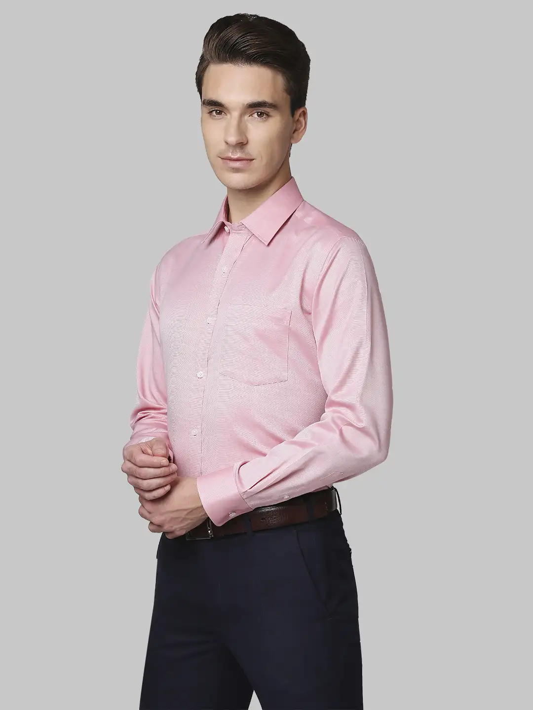 Park Avenue Men Red Structure Regular Fit Cotton Full Sleeve Shirts - Image 3