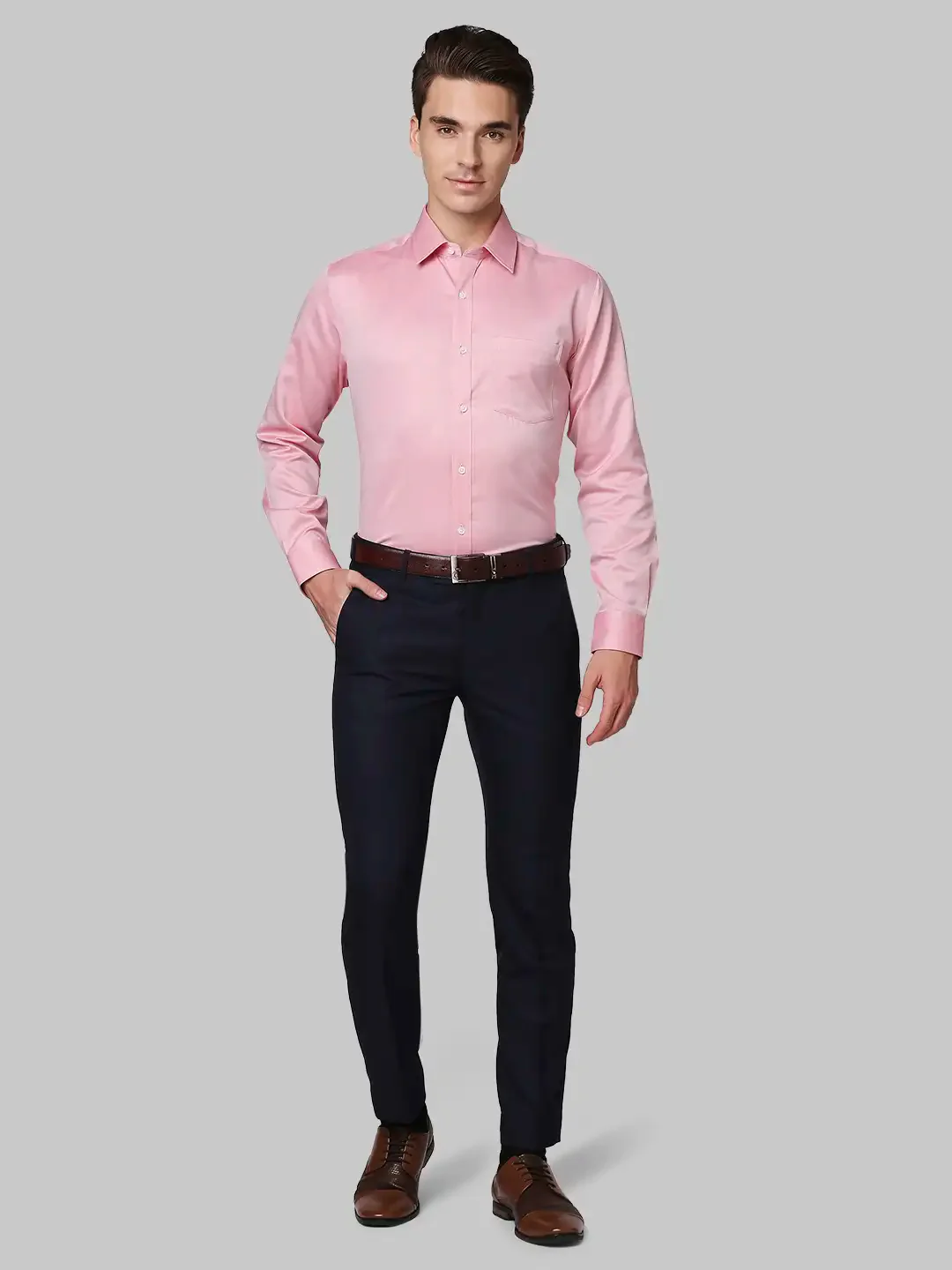 Park Avenue Men Red Structure Regular Fit Cotton Full Sleeve Shirts - Image 5