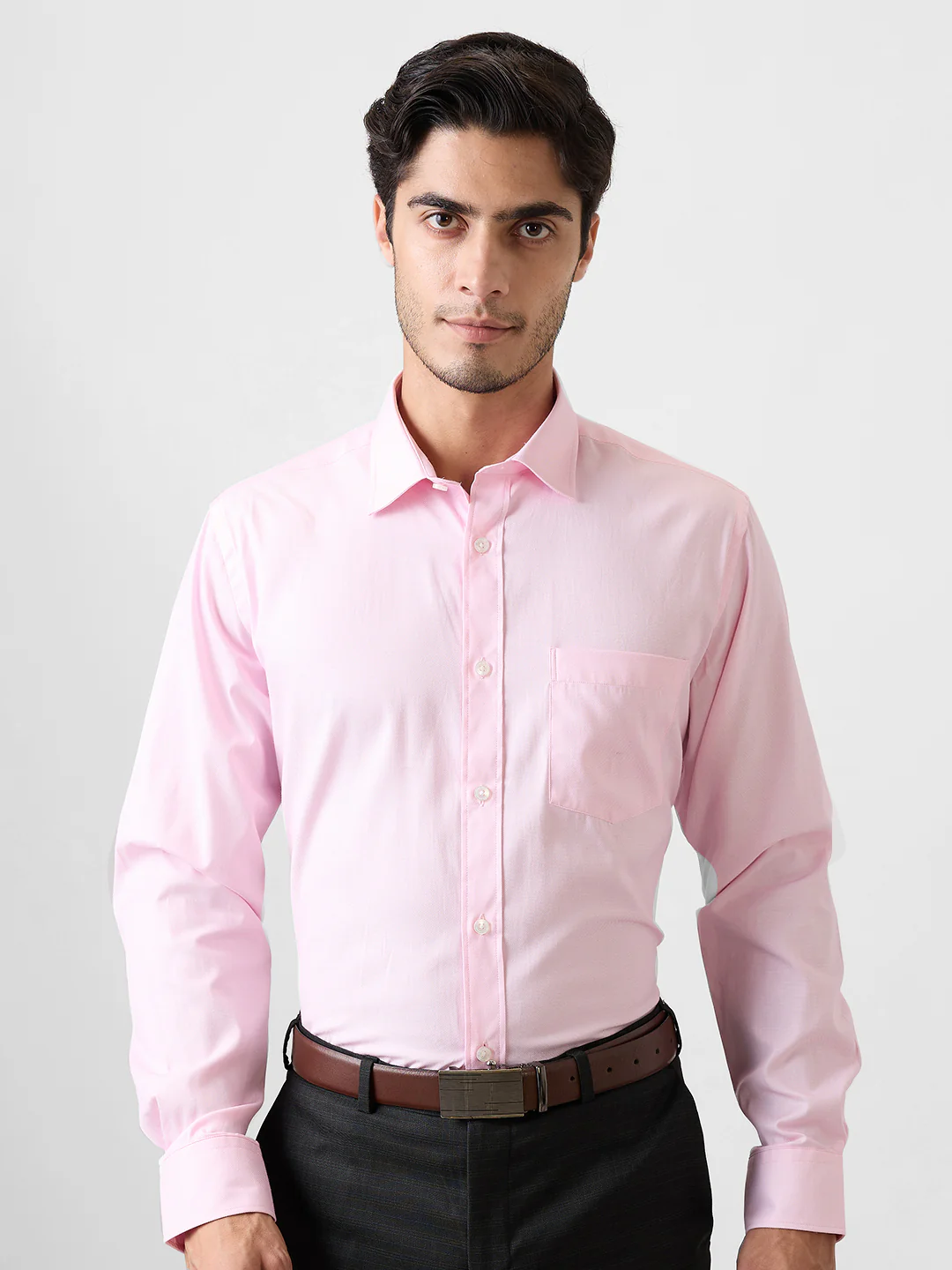 Park Avenue Men Red Structure Regular Fit Polyester Blend Shirt