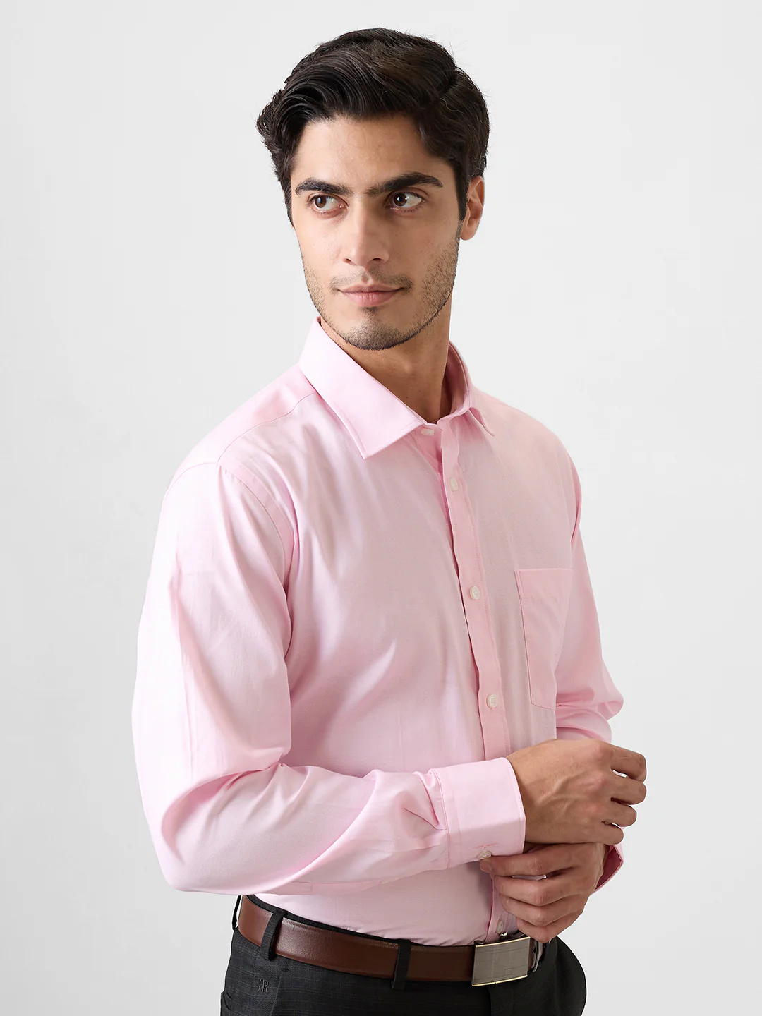 Park Avenue Men Red Structure Regular Fit Polyester Blend Shirt - Image 2