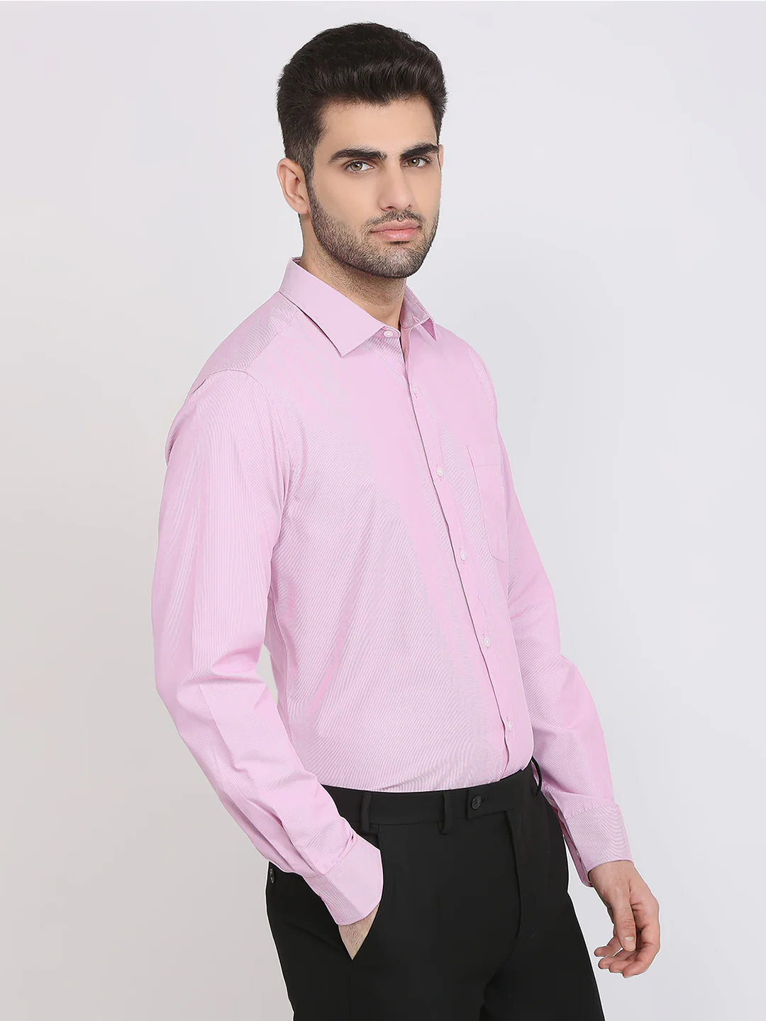 Park Avenue Men Pink Structure Slim Fit Cotton Blend Formal Shirt - Image 3