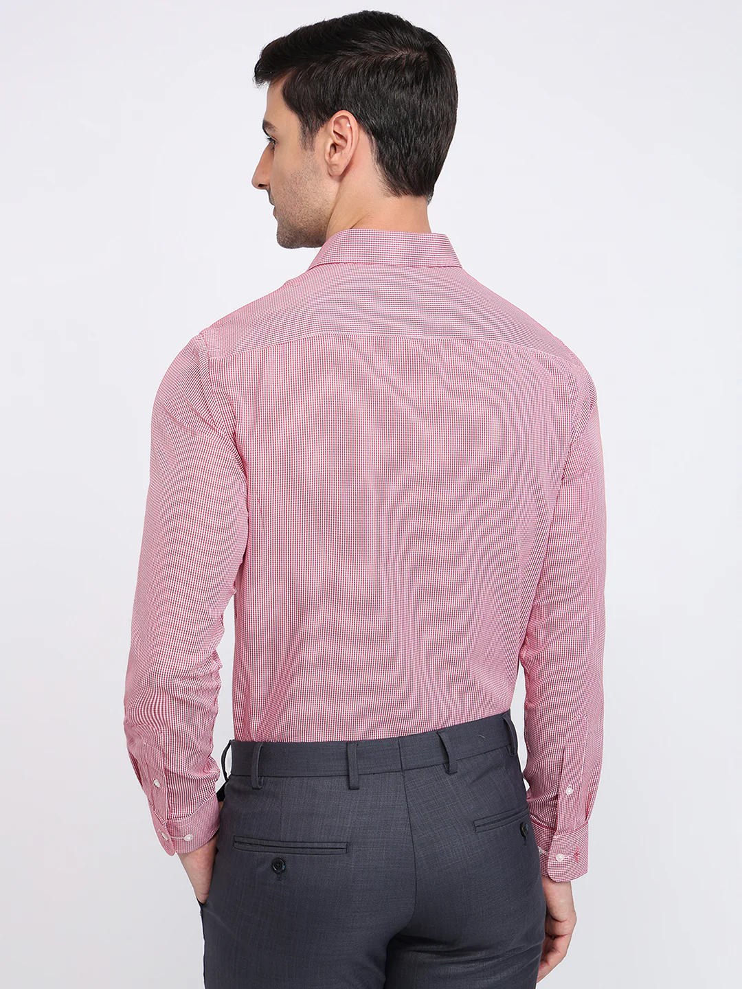 Park Avenue Men Red Structure Slim Fit Cotton Blend Formal Shirt - Image 4