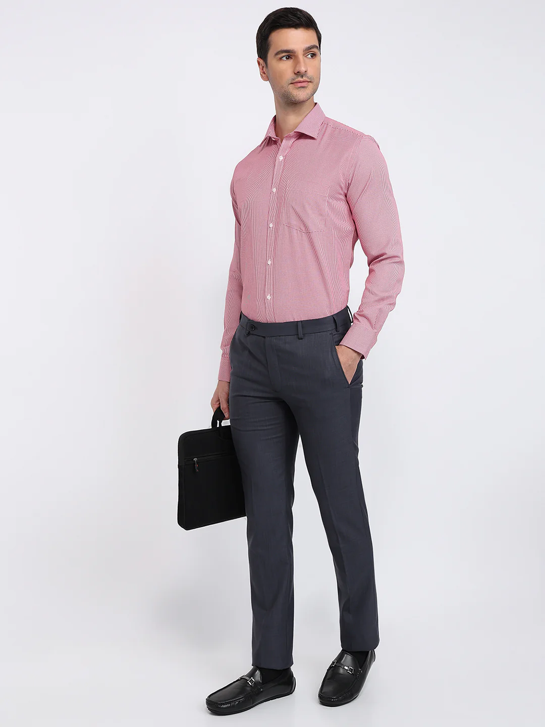 Park Avenue Men Red Structure Slim Fit Cotton Blend Formal Shirt - Image 5
