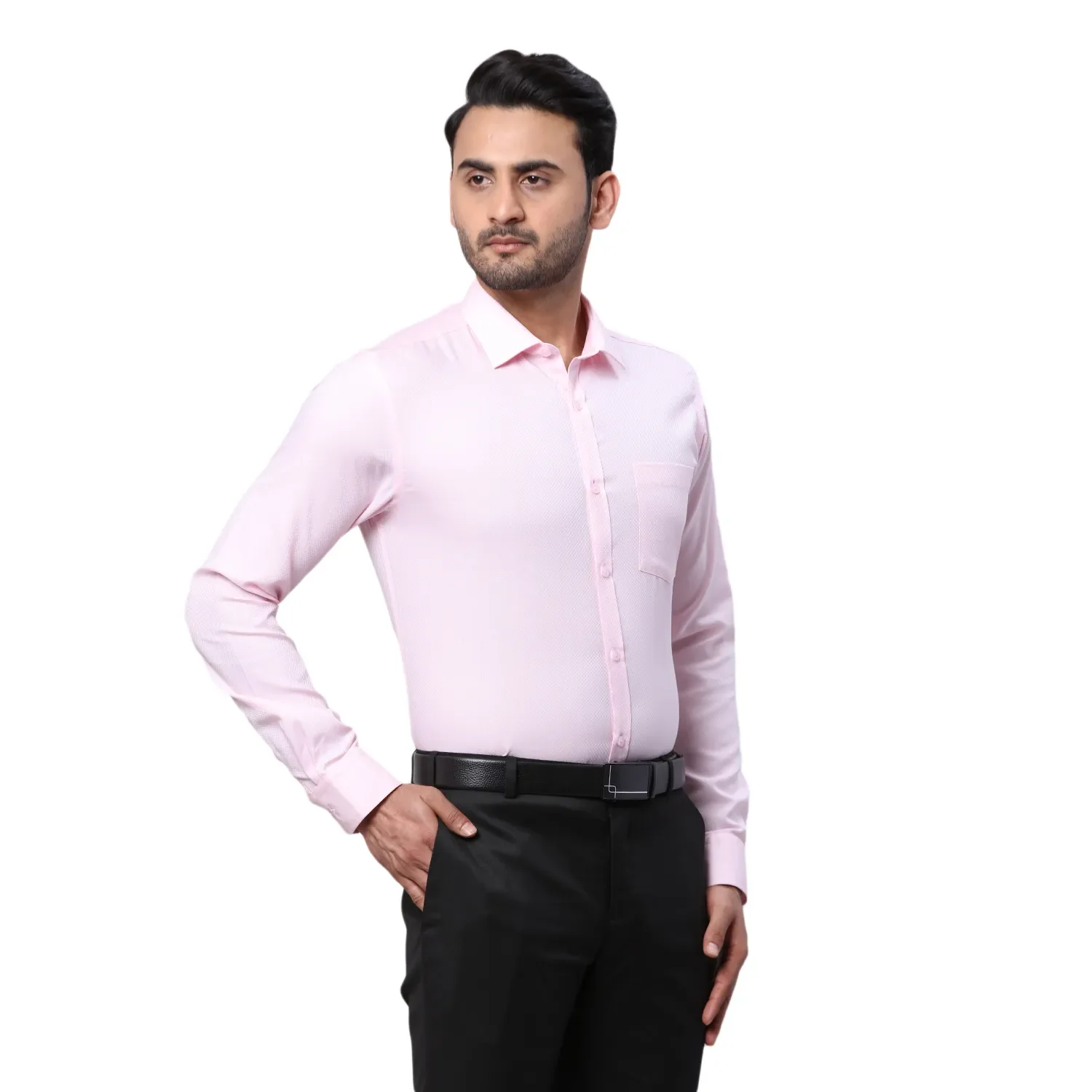 Park Avenue Men Pink Structured Slim Fit Cotton Formal Shirt - Image 2