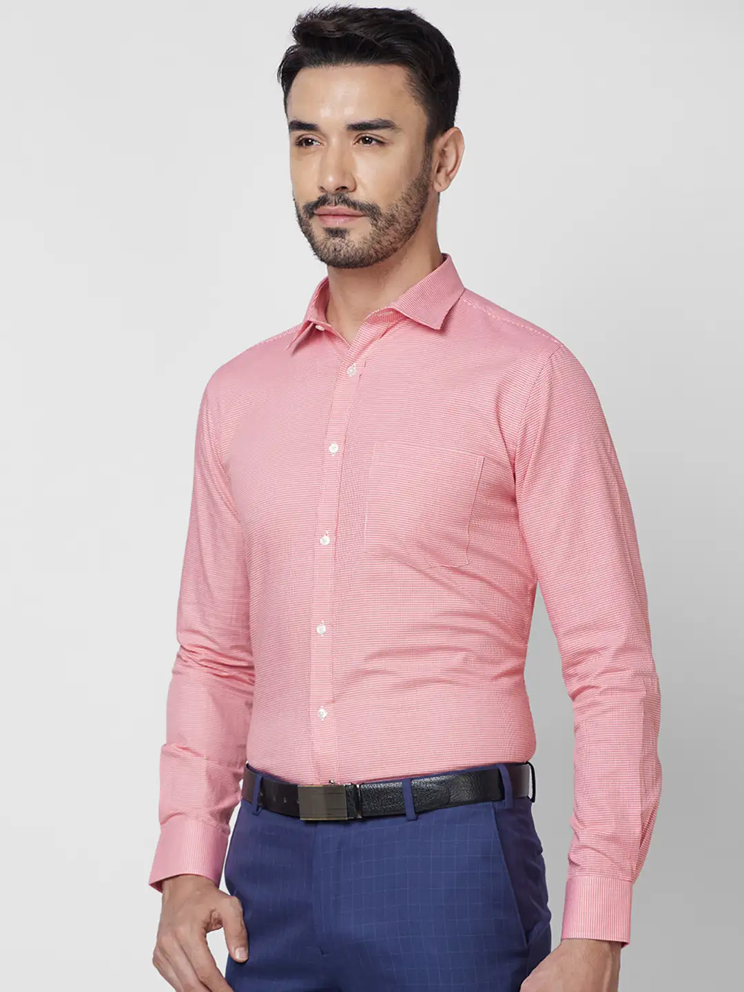 Park Avenue Men Pink Structured Slim Fit Cotton Formal Shirt - Image 3