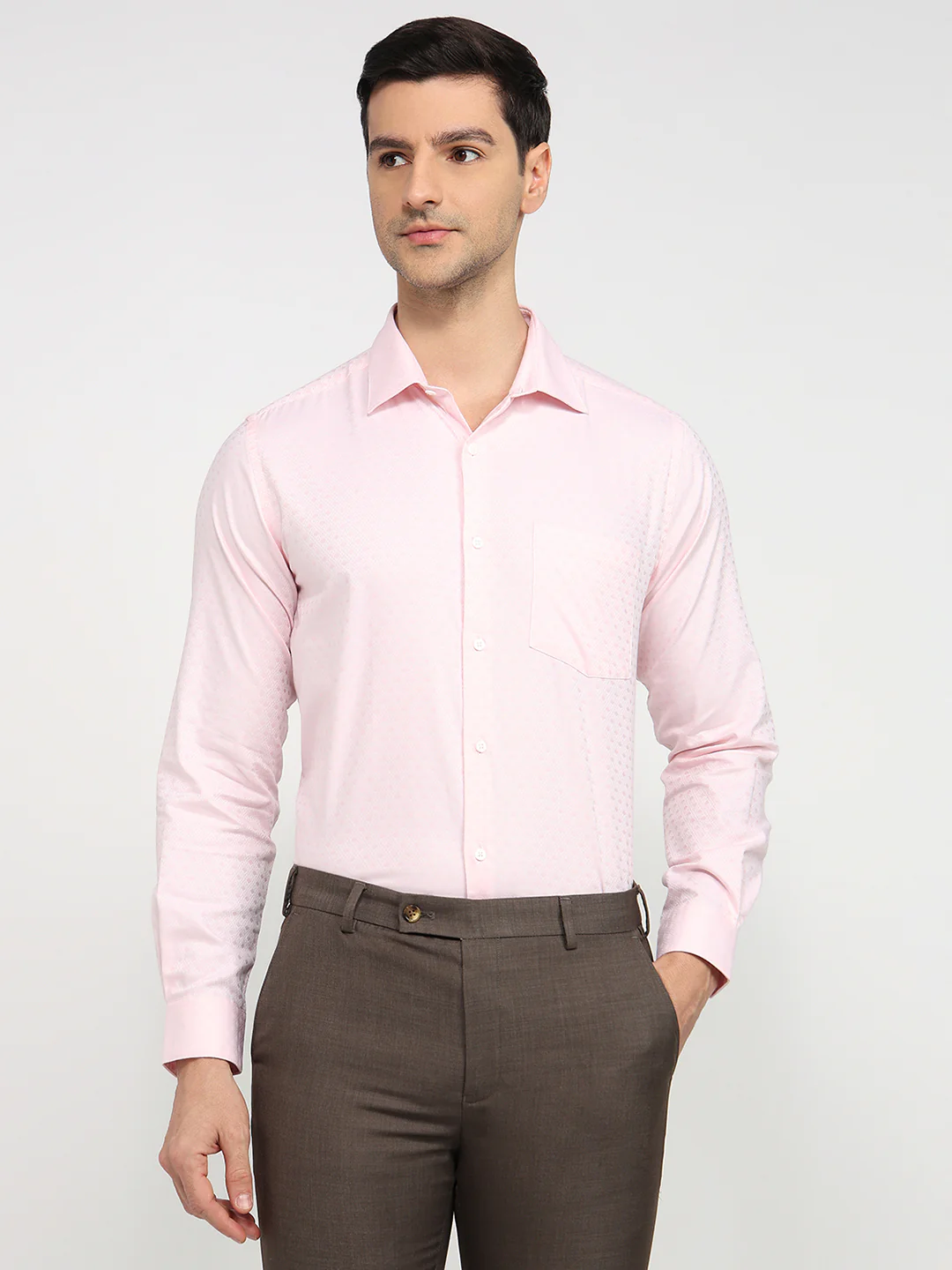 Park Avenue Men Red Structure Slim Fit Cotton Shirt