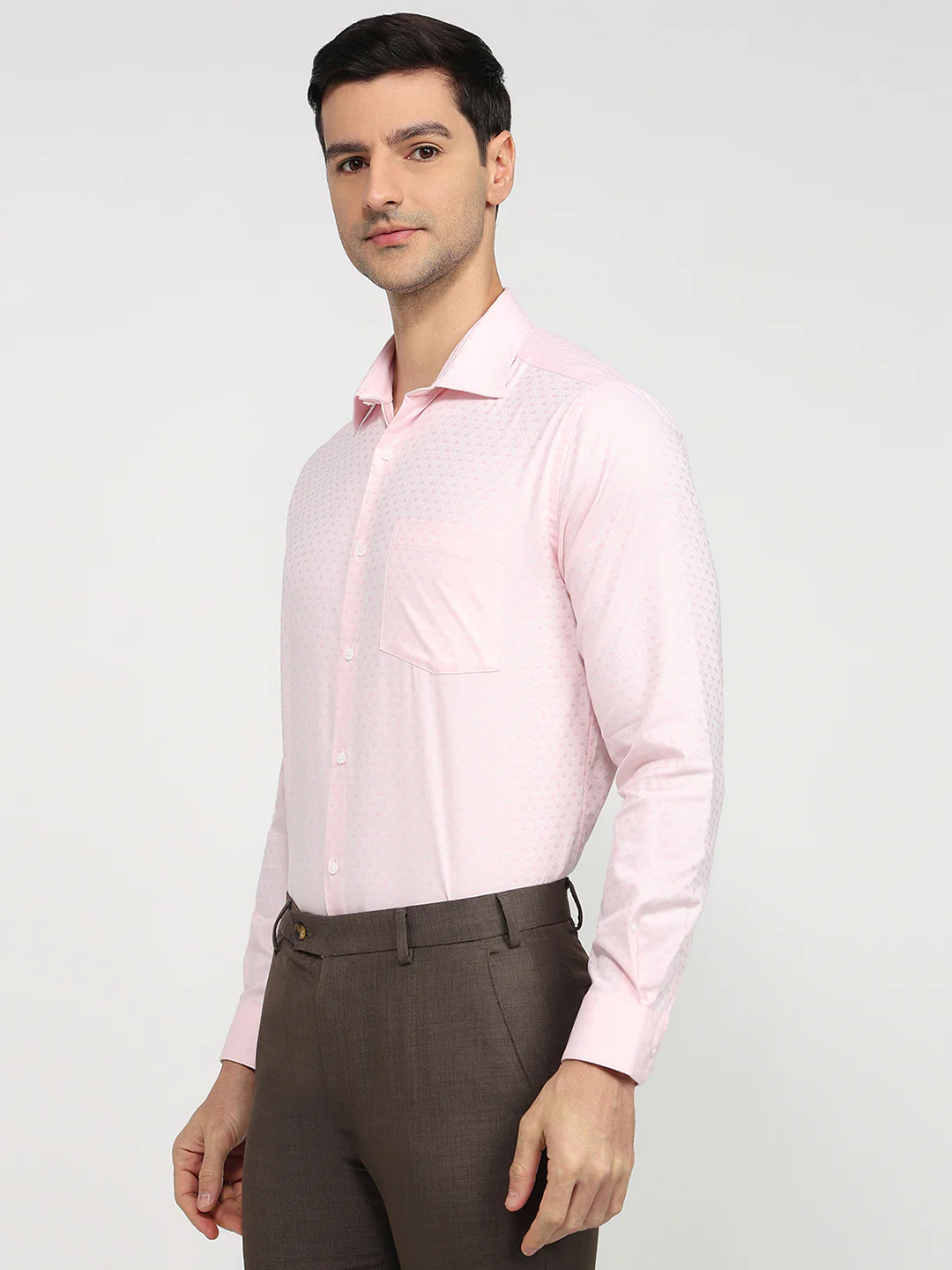 Park Avenue Men Red Structure Slim Fit Cotton Shirt - Image 2