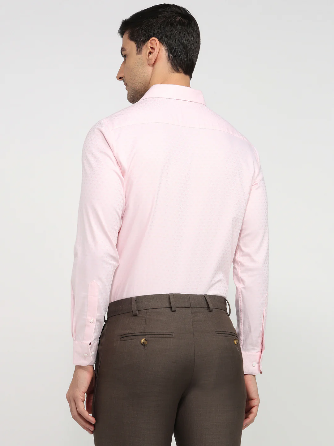 Park Avenue Men Red Structure Slim Fit Cotton Shirt - Image 4
