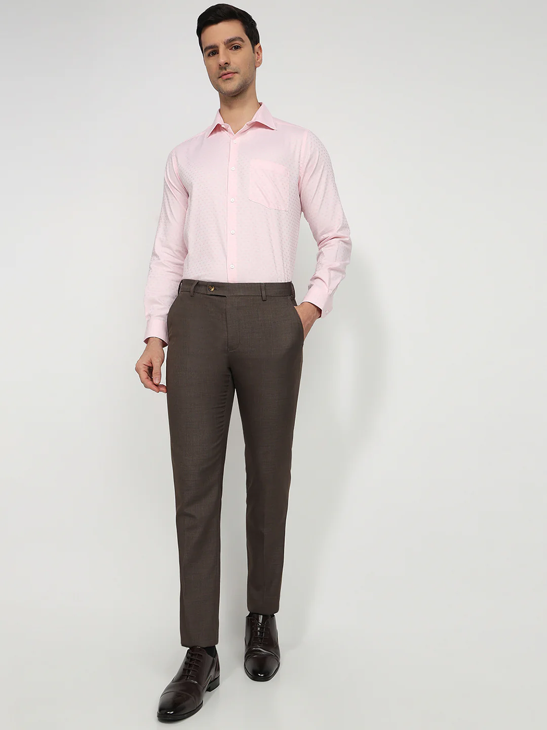 Park Avenue Men Red Structure Slim Fit Cotton Shirt - Image 5