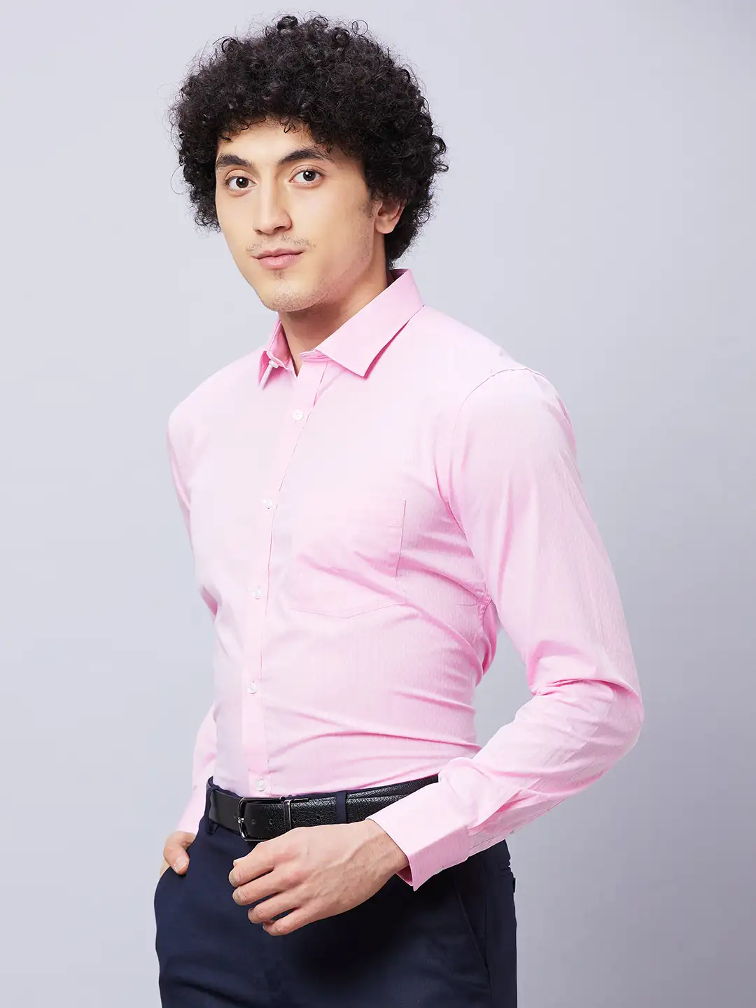 Park Avenue Men Pink Structured Slim Fit Cotton Formal Shirt - Image 3