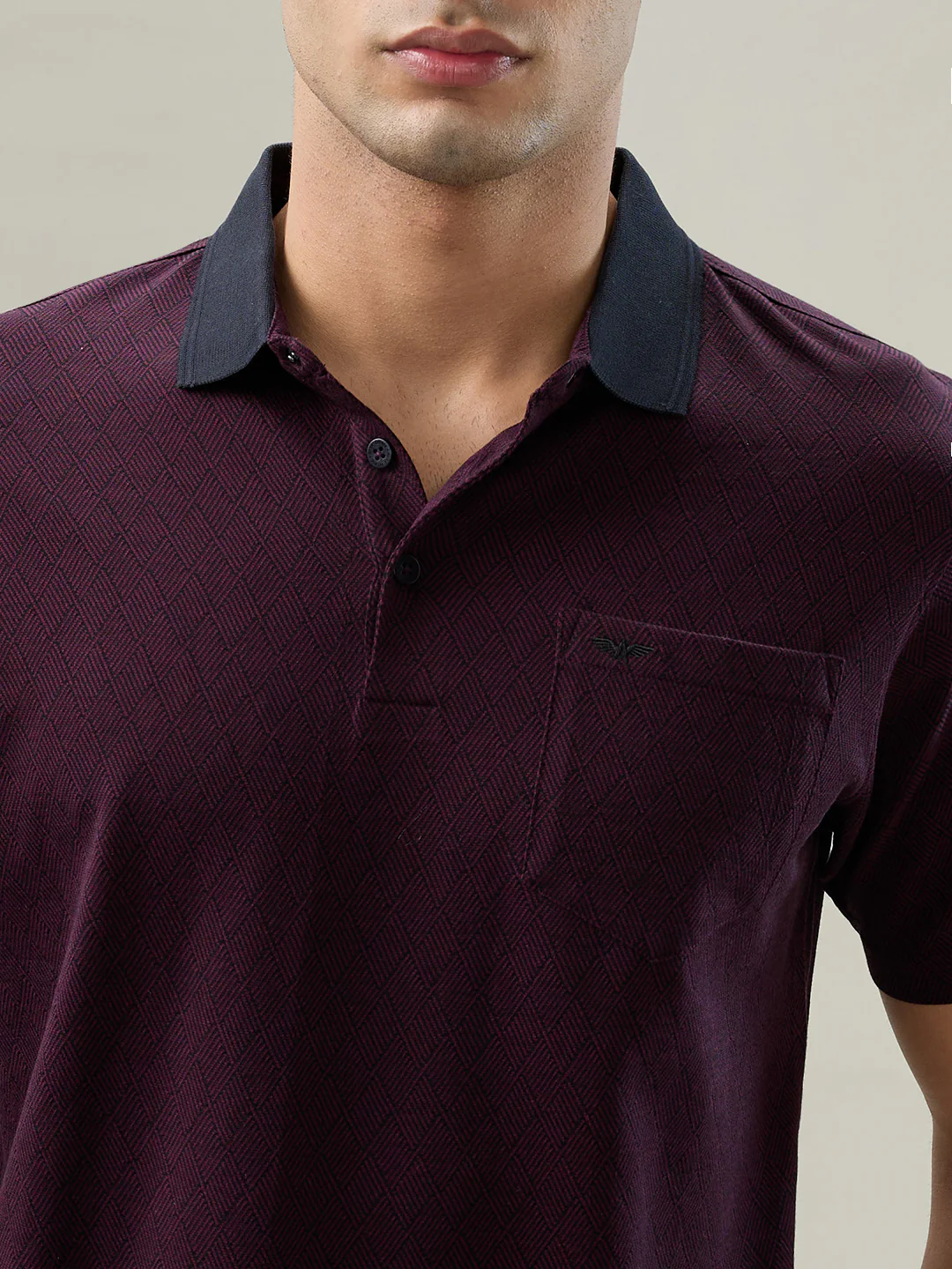Park Avenue Men Red Structure Slim Fit Cotton T-shirt - Image 6
