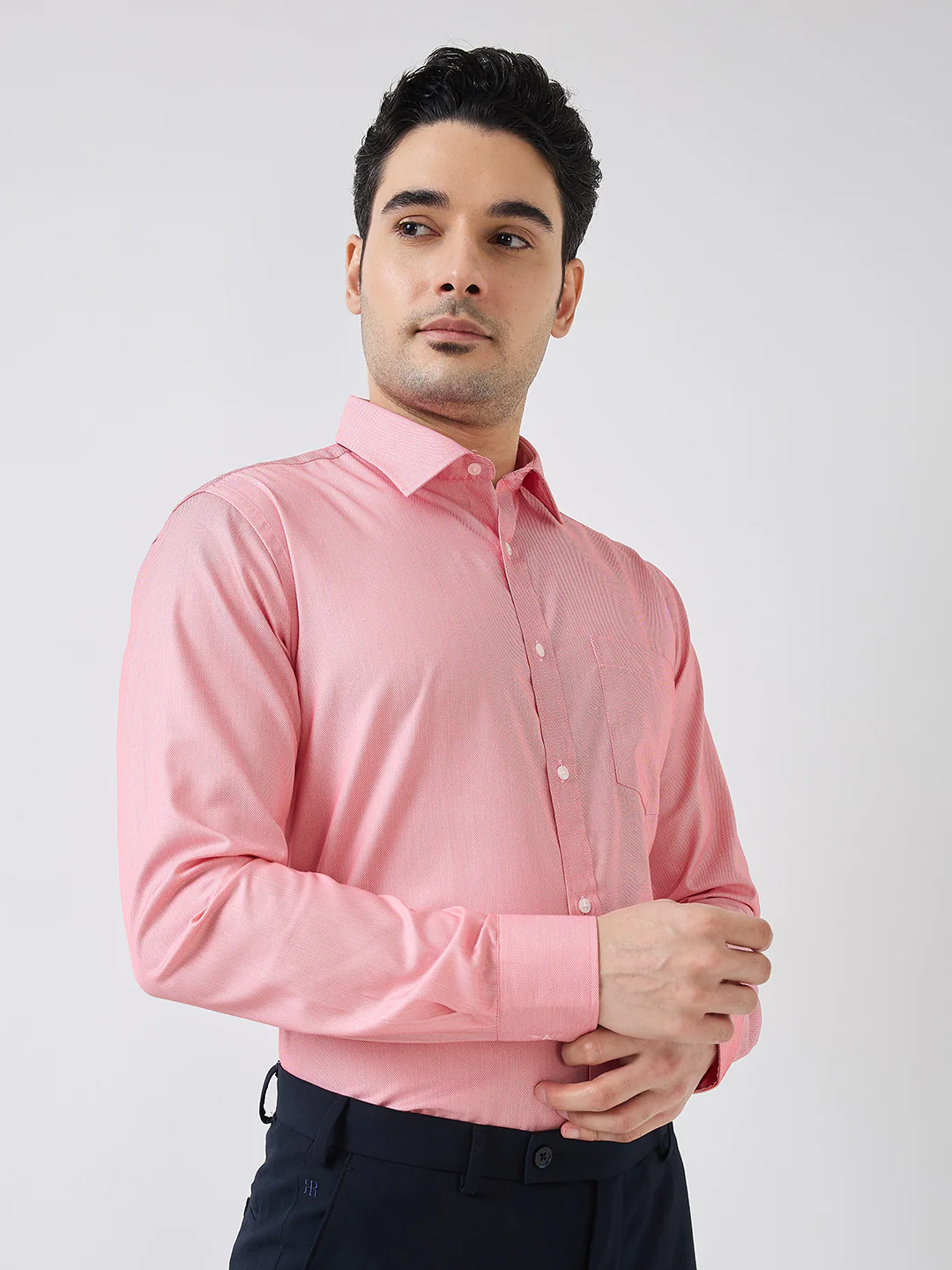 Park Avenue Men Red Structure Slim Fit Polyester Blend Shirt - Image 2