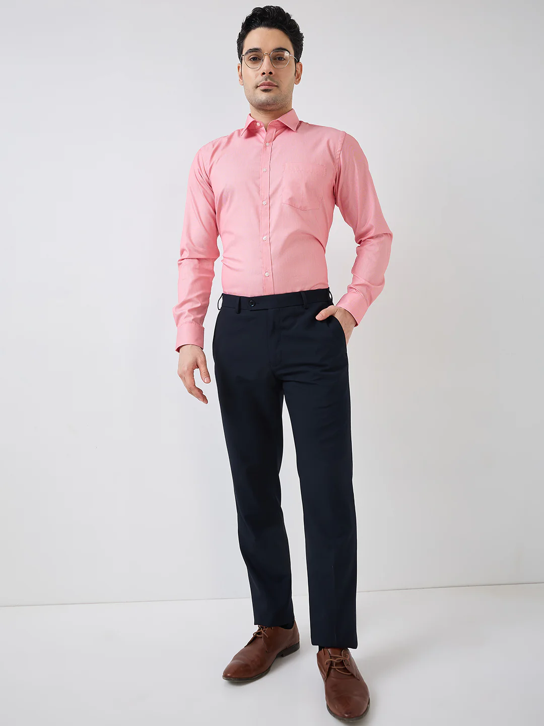 Park Avenue Men Red Structure Slim Fit Polyester Blend Shirt - Image 5