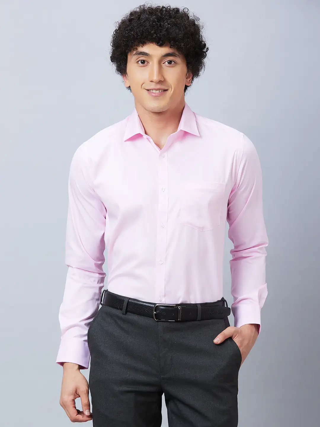 Park Avenue Men Pink Structured Slim Fit Polyester Blend Formal Shirt