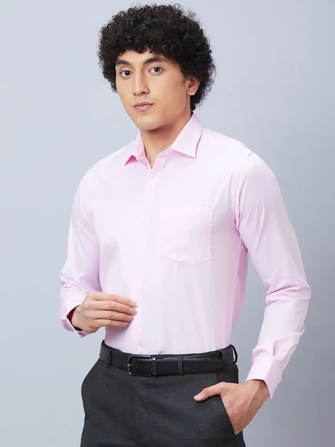 Park Avenue Men Pink Structured Slim Fit Polyester Blend Formal Shirt - Image 3