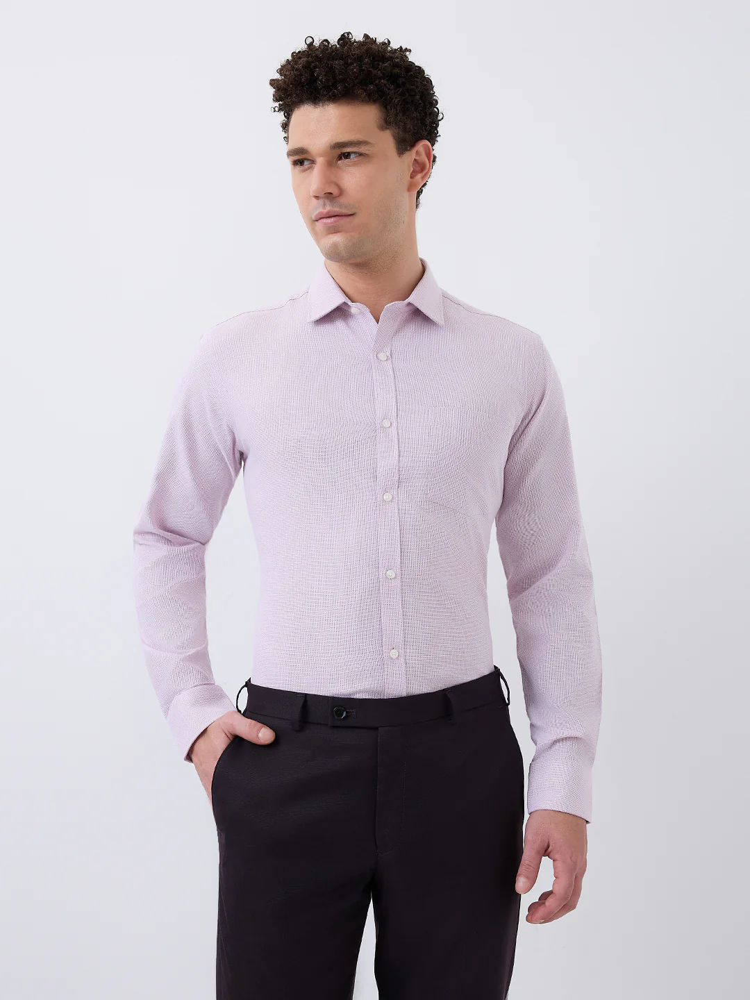 Park Avenue Men Red Twill Slim Fit Cotton Blend Shirt