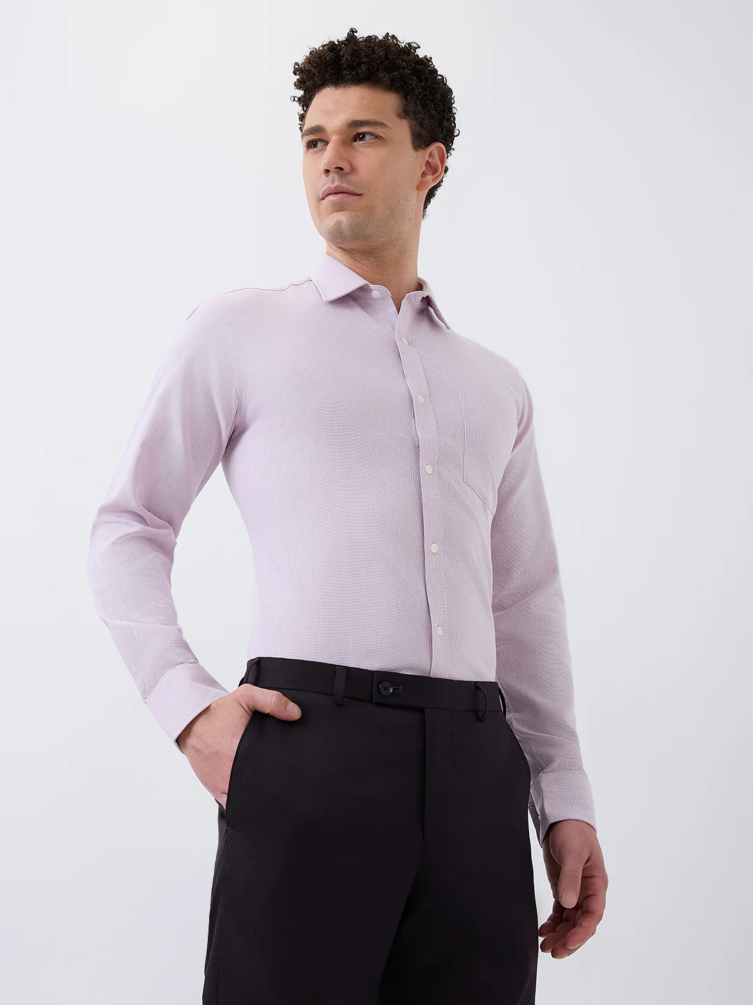 Park Avenue Men Red Twill Slim Fit Cotton Blend Shirt - Image 3