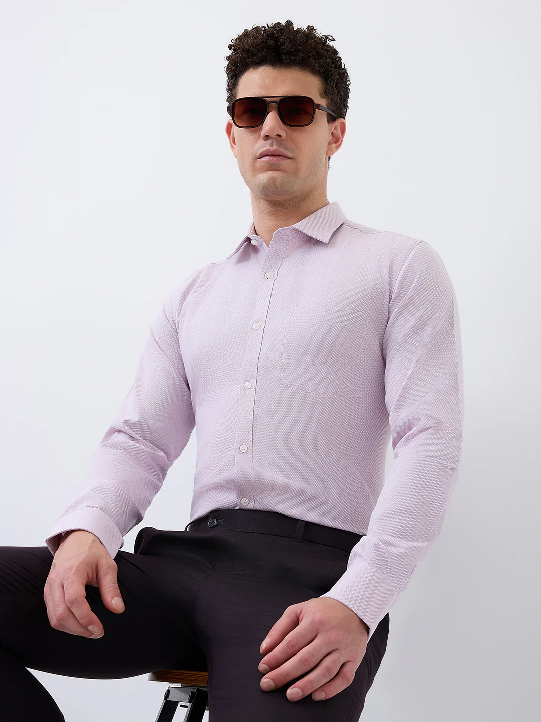 Park Avenue Men Red Twill Slim Fit Cotton Blend Shirt - Image 6