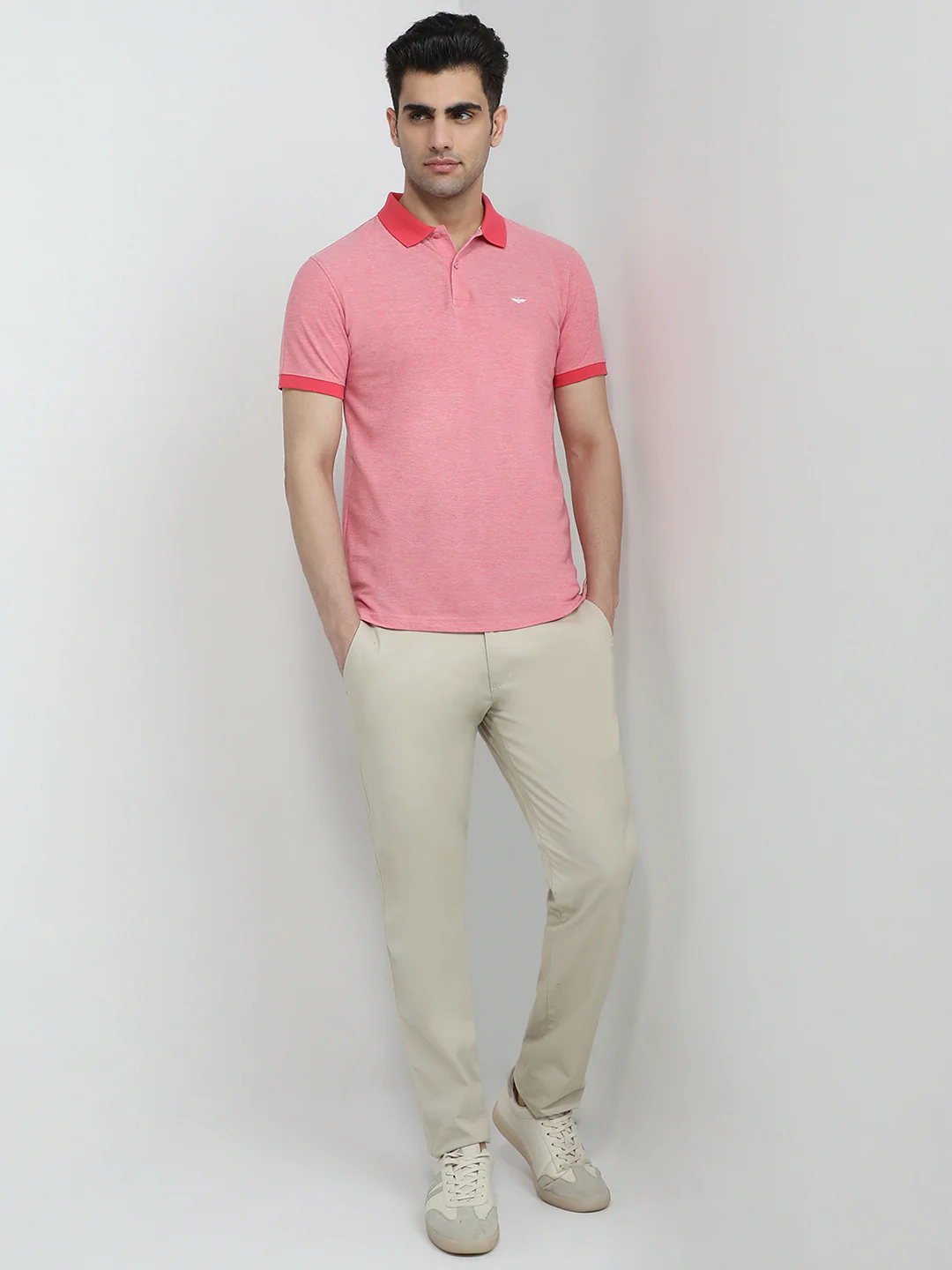 Park Avenue Men Red Two Tone Slim Fit Cotton Blend T-Shirt - Image 5