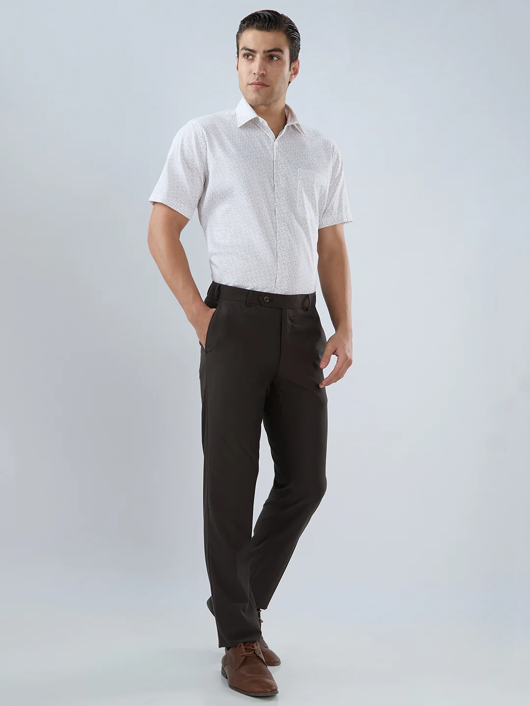 Park Avenue Men Regular Fit Print Pattern Pure Cotton Half Sleeve Formal Shirt - Image 5