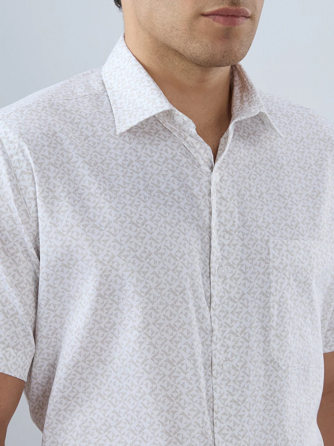 Park Avenue Men Regular Fit Print Pattern Pure Cotton Half Sleeve Formal Shirt - Image 6