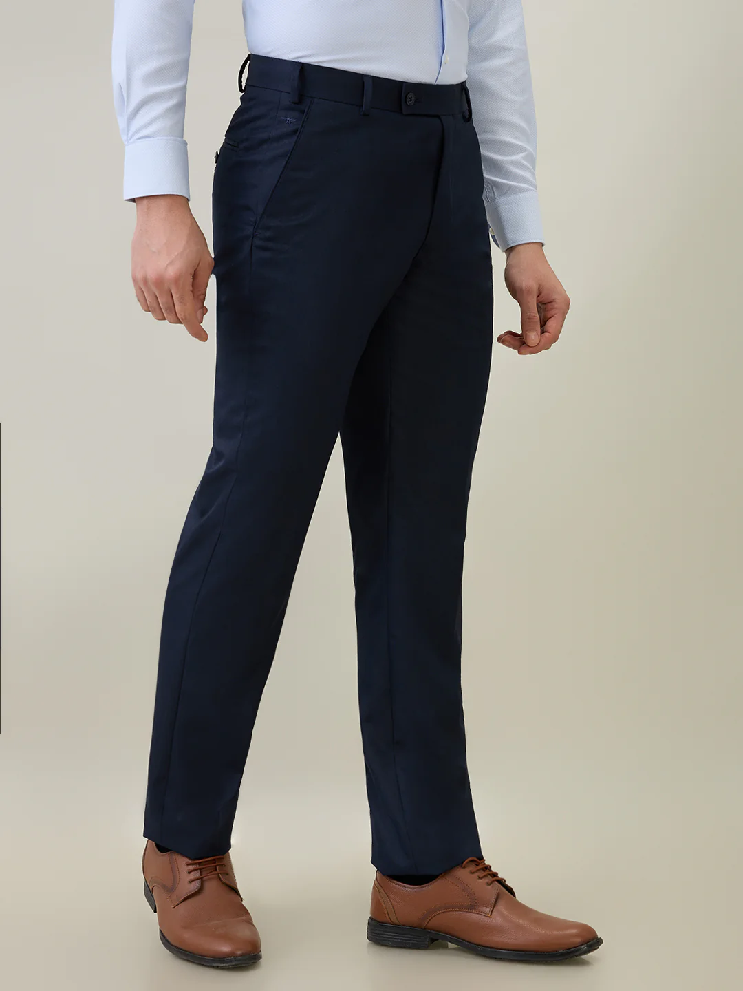 Park Avenue Men Regular Fit Structure Pattern Poly Viscose Blend Flat Front Trouser - Image 3