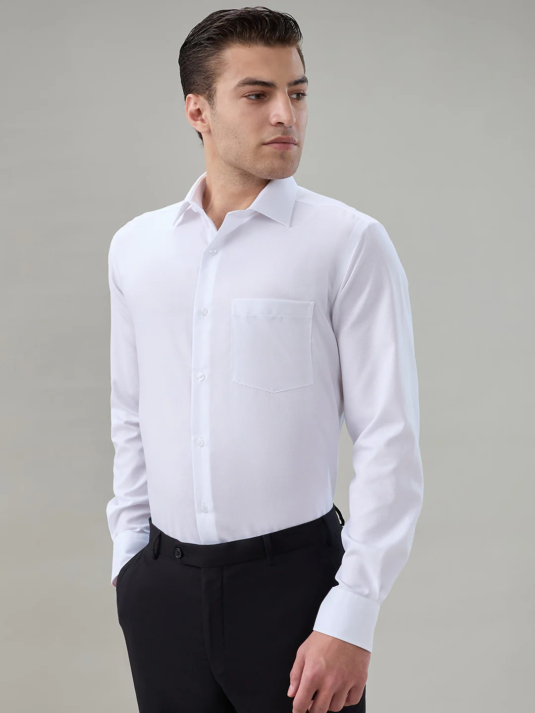 Park Avenue Men Regular Fit Structure Pattern Pure Cotton Full Sleeve Formal Shirt - Image 3