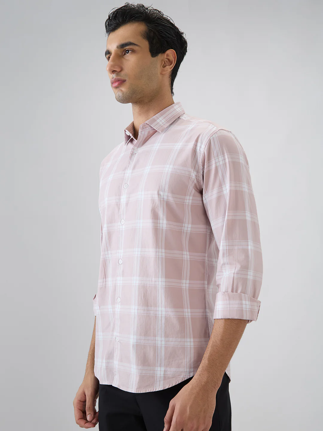 Park Avenue Men Slim Fit Checks Pattern Pure Cotton Full Sleeve Casual Shirt - Image 3