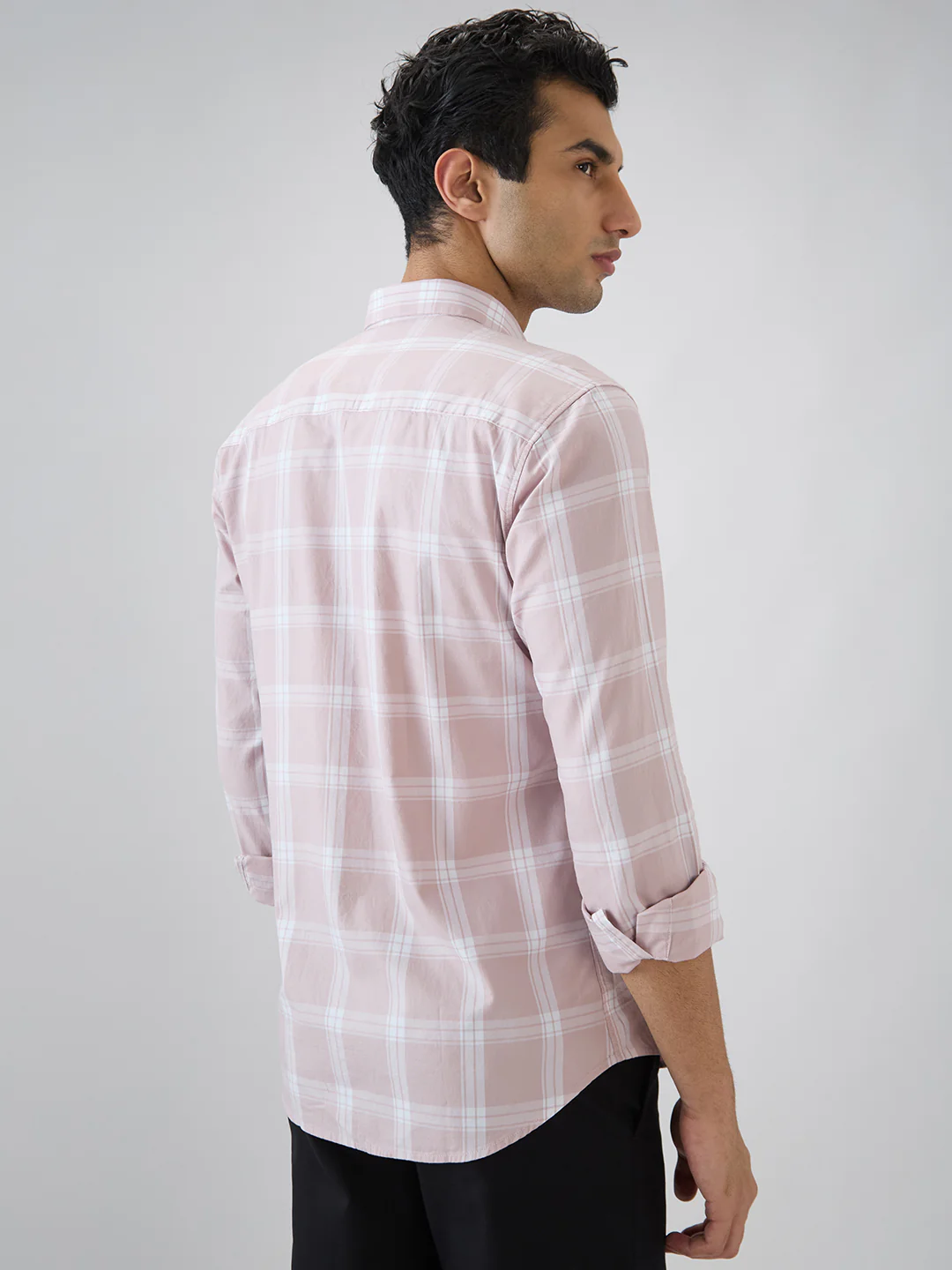 Park Avenue Men Slim Fit Checks Pattern Pure Cotton Full Sleeve Casual Shirt - Image 4