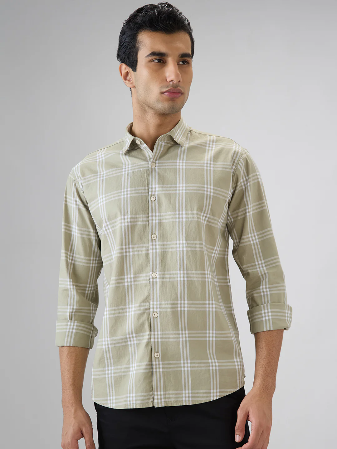 Park Avenue Men Slim Fit Checks Pattern Pure Cotton Full Sleeve Casual Shirt